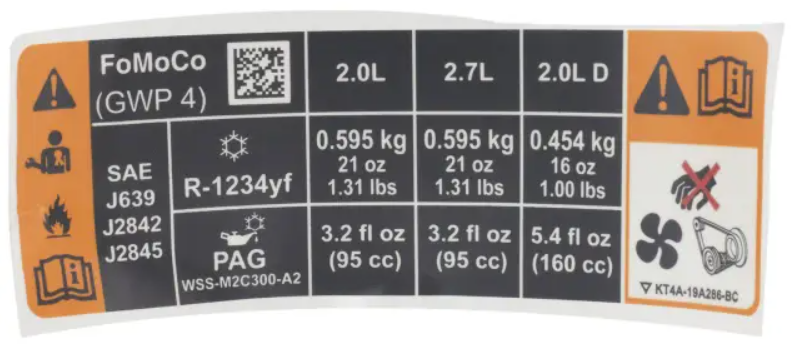 FORD EDGE 2018 - NOWA NAKLEJKA KLIMATYZACJI PASA PRZÓD OE _ 2281481 _ KT4A-19A286-BC _ KT4Z-1503050-B (1)