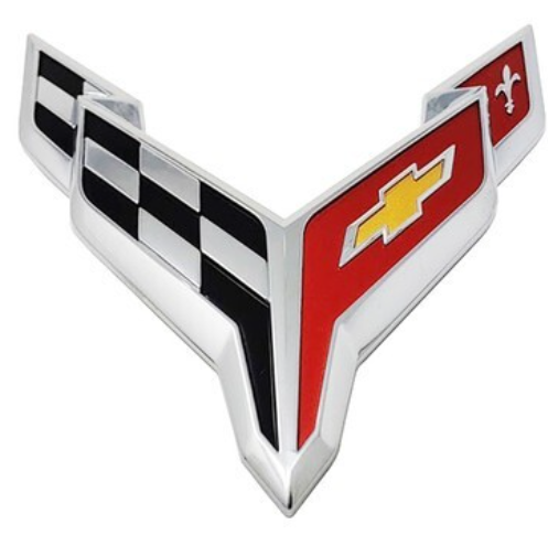CHEVROLET CORVETTE 2020 - NOWY SREBRNY EMBLEMAT PRZÓD OE _ 84657779 _ 23342325 (1)